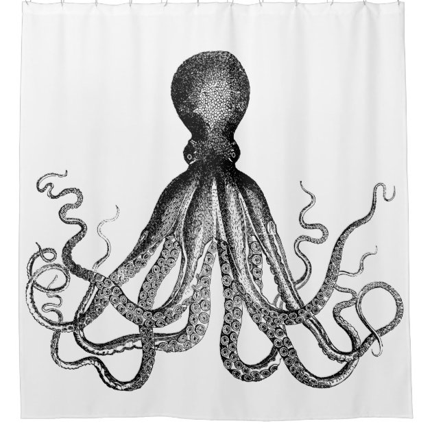Vintage Octopus Bathroom Decorating Ideas Shower Curtain-1