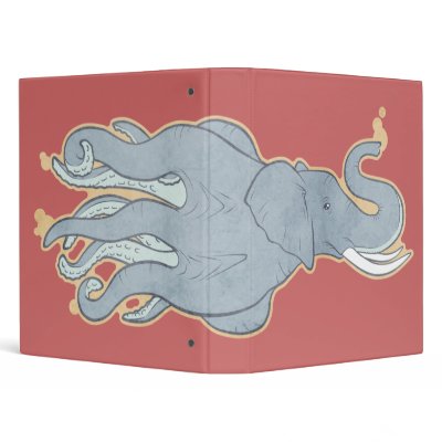 Vintage Octopus Elephant Vinyl Binder by Figbeater