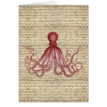 Vintage octopus greeting cards