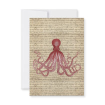 Vintage octopus invitations