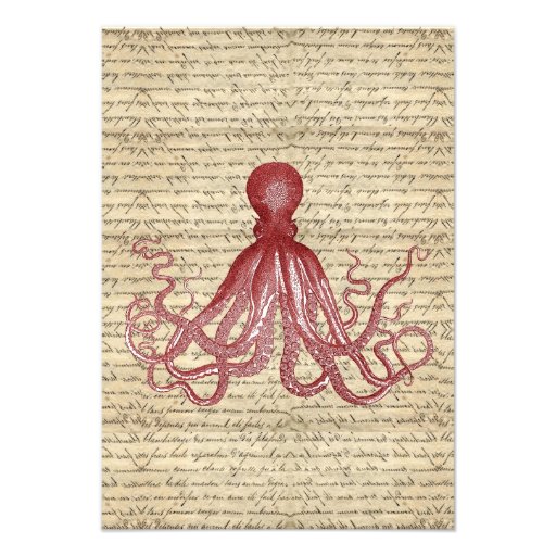 Vintage octopus invitations