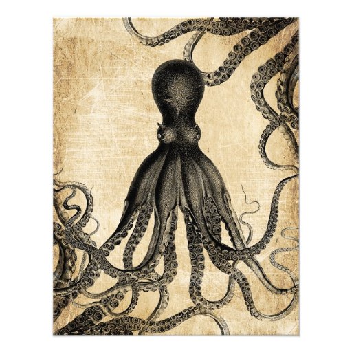 Vintage Octopus Invitations