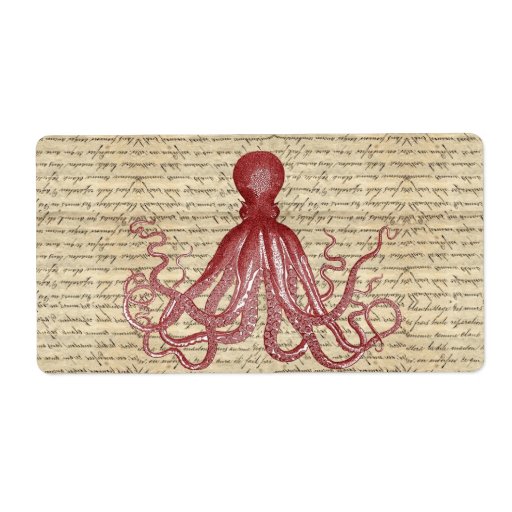 Vintage octopus label Zazzle