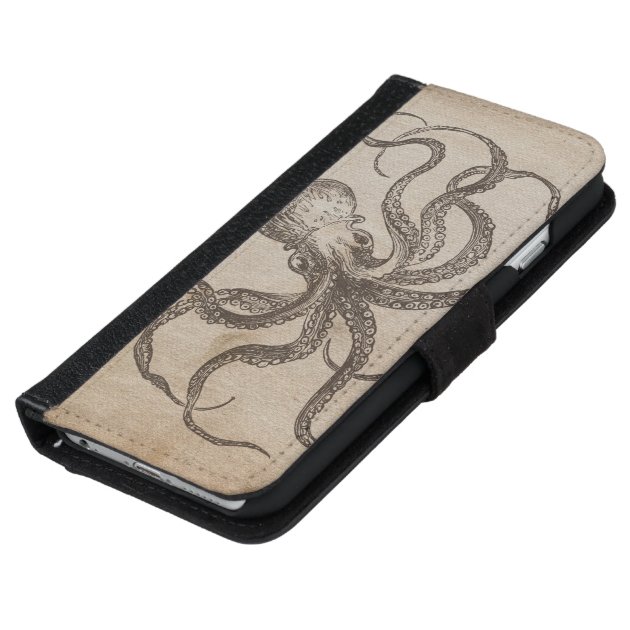 Vintage Octopus Sea Animals Aquatic Life Old Paper iPhone 6 Wallet Case-5