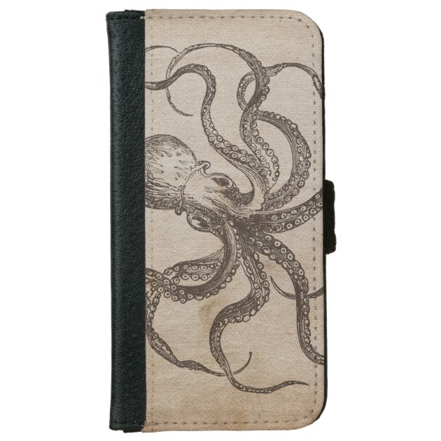 Vintage Octopus Sea Animals Aquatic Life Old Paper iPhone 6 Wallet Case