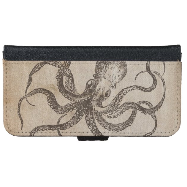 Vintage Octopus Sea Animals Aquatic Life Old Paper iPhone 6 Wallet Case-4