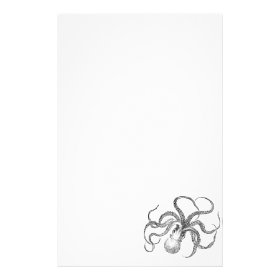Vintage Octopus Template Stationery Paper