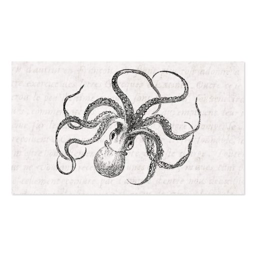 Vintage Octopus Template with Antique Text Business Card Template (front side)