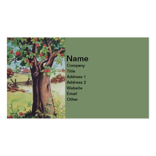 Vintage Old Apple Tree Meadow Field Business Card Templates (front side)
