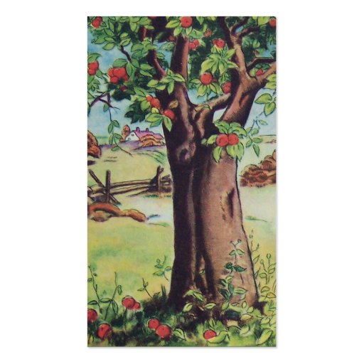 Vintage Old Apple Tree Meadow Field Business Card Templates (back side)
