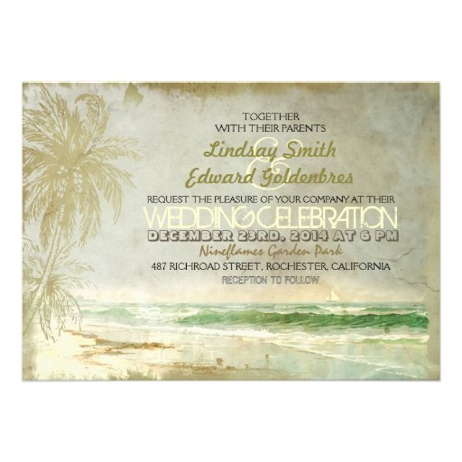 vintage old beach wedding invitations