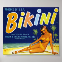 Vintage Old Bikini Crate Labels Ad Pinup Print