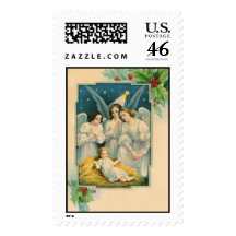 Vintage old fashioned angels with baby Jesus Stamps