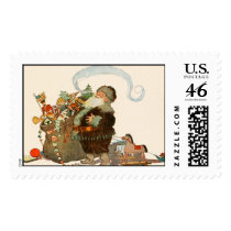 Vintage old fashioned father Christmas Stamps