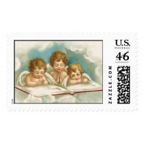 Vintage old fashioned praying angels postage stamp