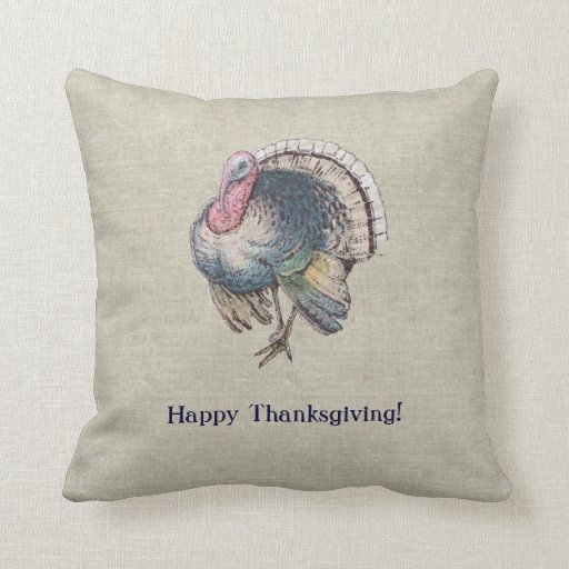 Vintage Old-Fashioned Thanksgiving Turkey Throw Pillow ...