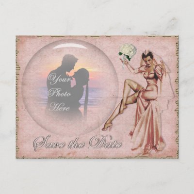 Vintage Old Fashioned Wedding Bride Save the Date Postcards by 