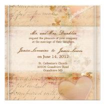 Vintage, old fashioned wedding invitation invitations