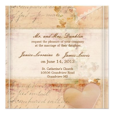 Vintage, old fashioned wedding invitation