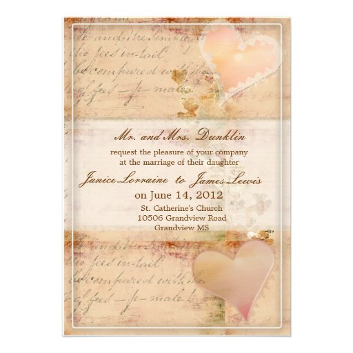 Vintage, old fashioned wedding invitation | Zazzle