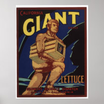 Vintage Old Giant Lettuce Vegetables Crate Labels Posters