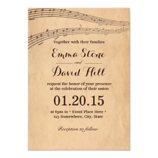 Vintage Old Music Notes Wedding Invitations