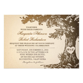 vintage old oak tree wedding invitations