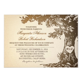 vintage old oak tree wedding invitations 5