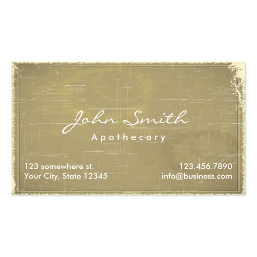 Vintage Old Paper Apothecary Business Card (front side)