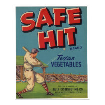 Vintage Old Safe Hit Baseball Fruit Crate Labels posters