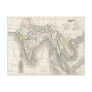 Vintage old world India map print postcard