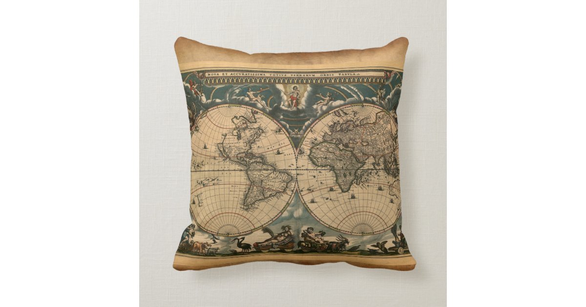 Vintage Old World Map Decor Cushion Throw Pillow Zazzle