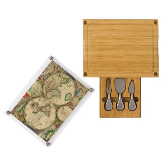 Vintage old world Map Rectangular Cheeseboard