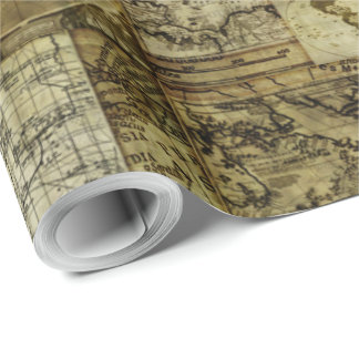 wrapping paper maps map antique