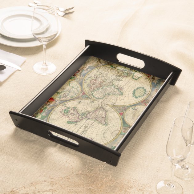 Vintage old world Maps Service Tray