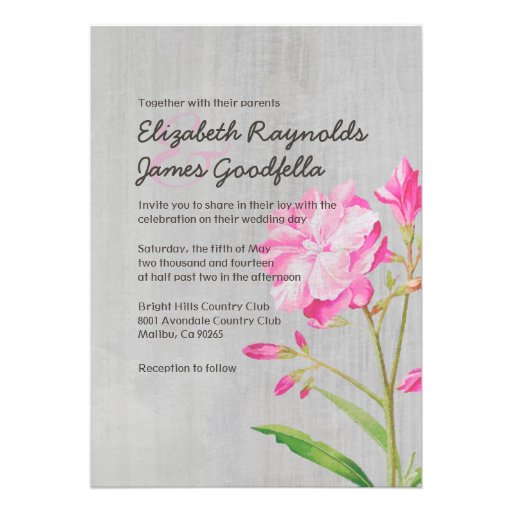 Vintage Oleander Wedding Invitations