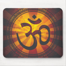 Vintage Om Symbol Print Mouse Pads