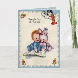 Vintage One Year Old Boy Birthday Card from FlippinSwee