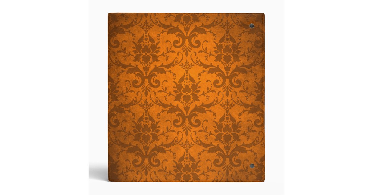 Vintage Orange Damask Wallpaper Binder | Zazzle