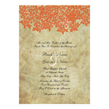 Vintage Orange Floral Wedding Invitations