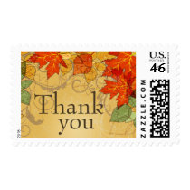 Vintage orange gold fall leaves wedding stamps