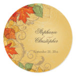 Vintage orange gold fall leaves wedding stickers stickers