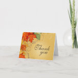 Vintage orange gold fall leaves wedding thank you greeting cards