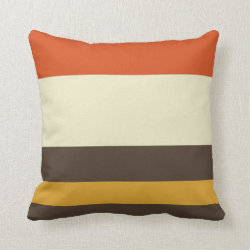 Vintage Orange Grey Yellow Cream Striped Pattern Throw Pillow