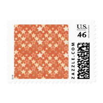 Vintage Orange Retro Stars Pattern Postage Stamps
