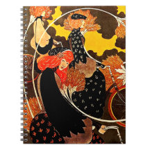 Vintage Orange Yellow Red Women Bicyle Notebook