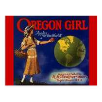 Vintage Oregon Girl Apples Fruit Crate Postcards postcards