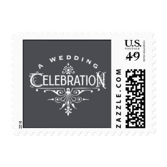 Vintage Ornate - A Wedding Celebration - Gray Postage Stamp