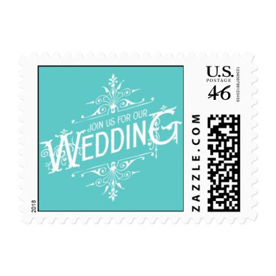 Vintage Ornate - Join Us for our Wedding - Blue Stamps