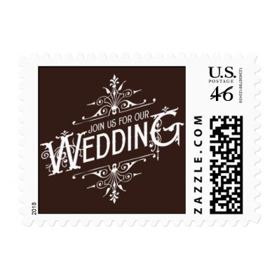 Vintage Ornate - Join Us for our Wedding - Brown Postage